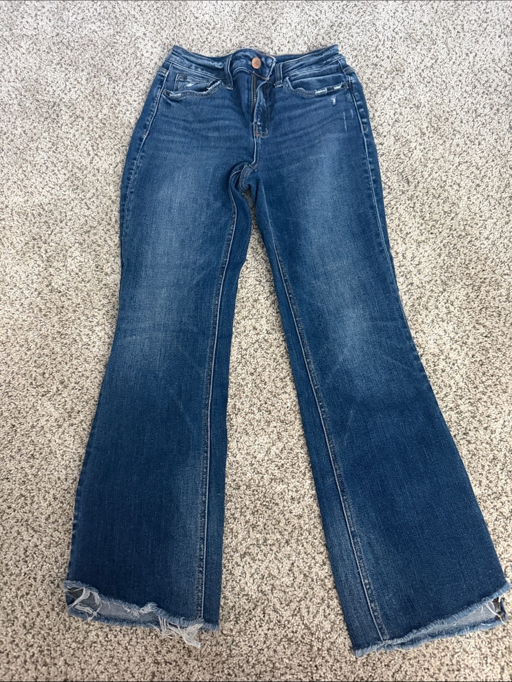 Flying Monkey Dark Blue Flare Jeans with Raw Hem